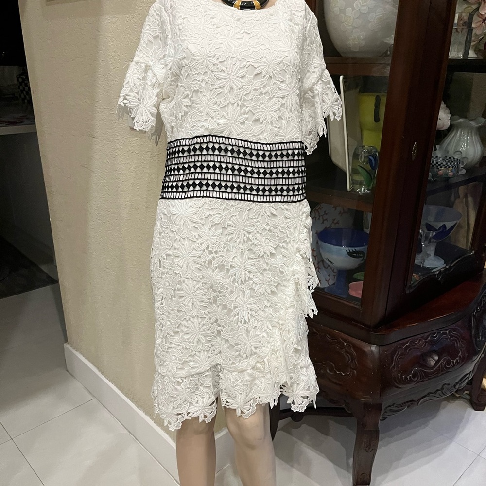 Nordstrom White Floral Lace Midi Dress